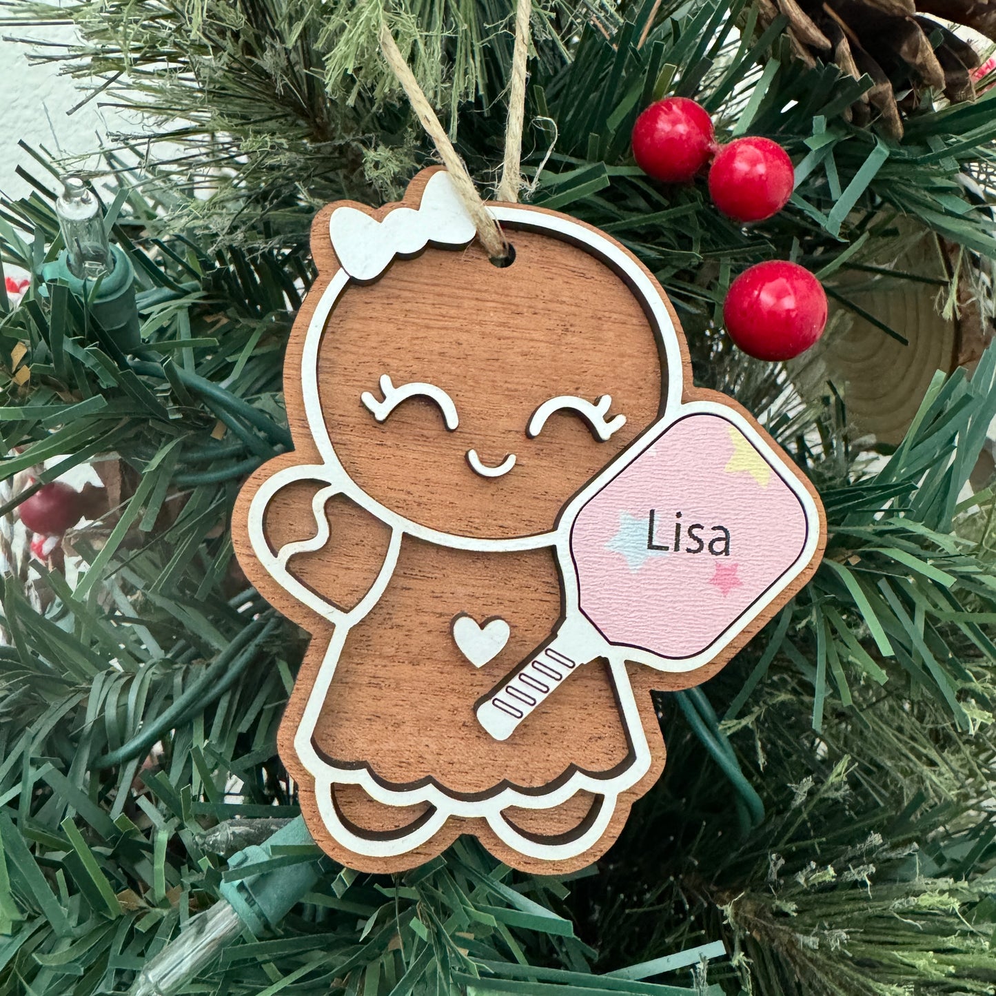 Personalized Pickleball Christmas Gingerbread Girl or Boy