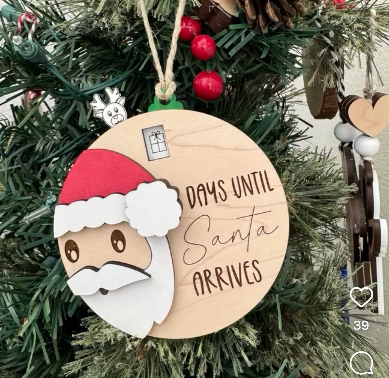 Countdown to Christmas Santa Ornament