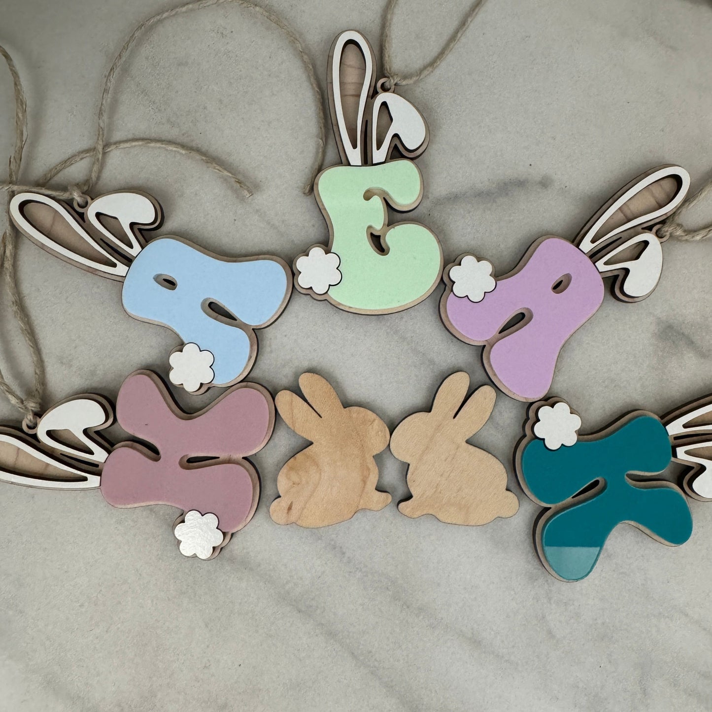 Personalized Initial Bunny Basket Tags