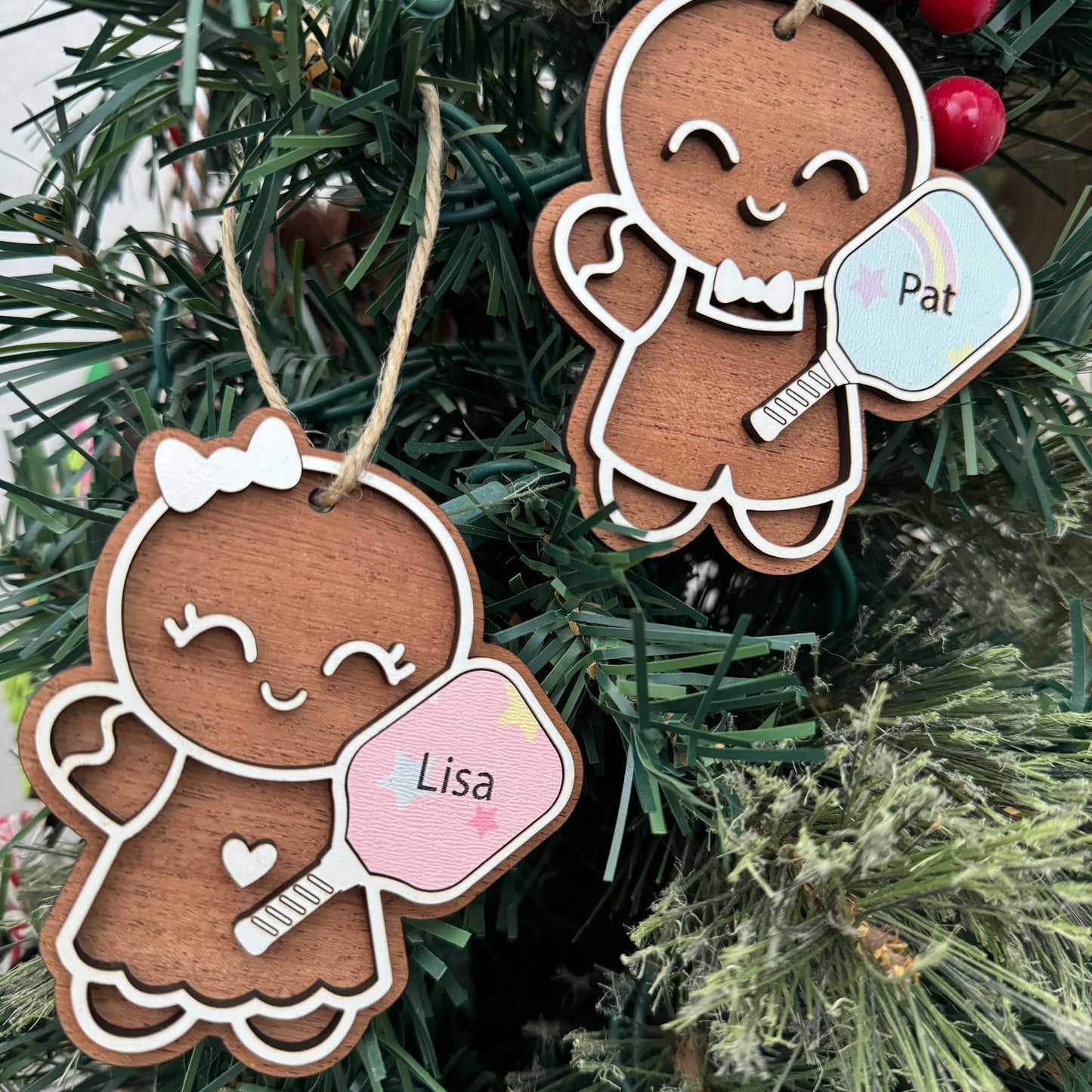 Personalized Pickleball Christmas Gingerbread Girl or Boy