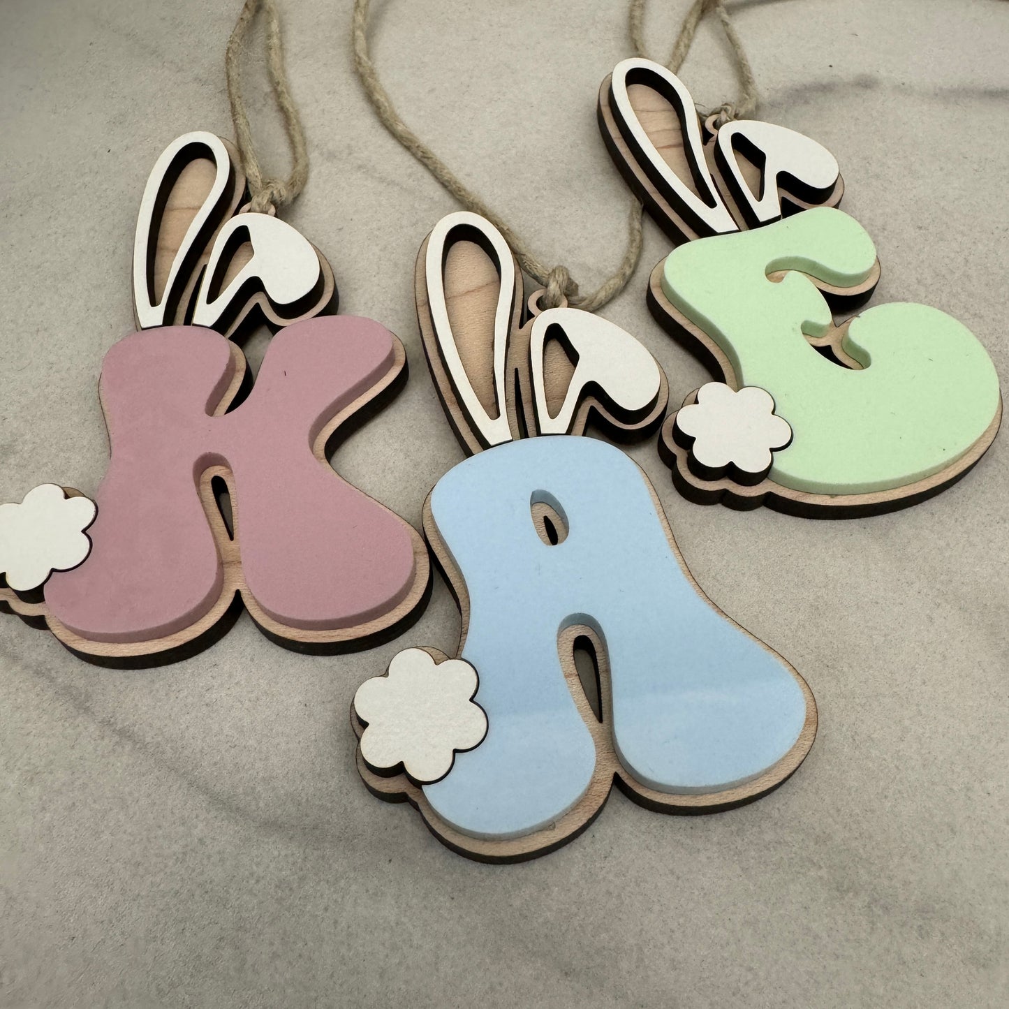 Personalized Initial Bunny Basket Tags