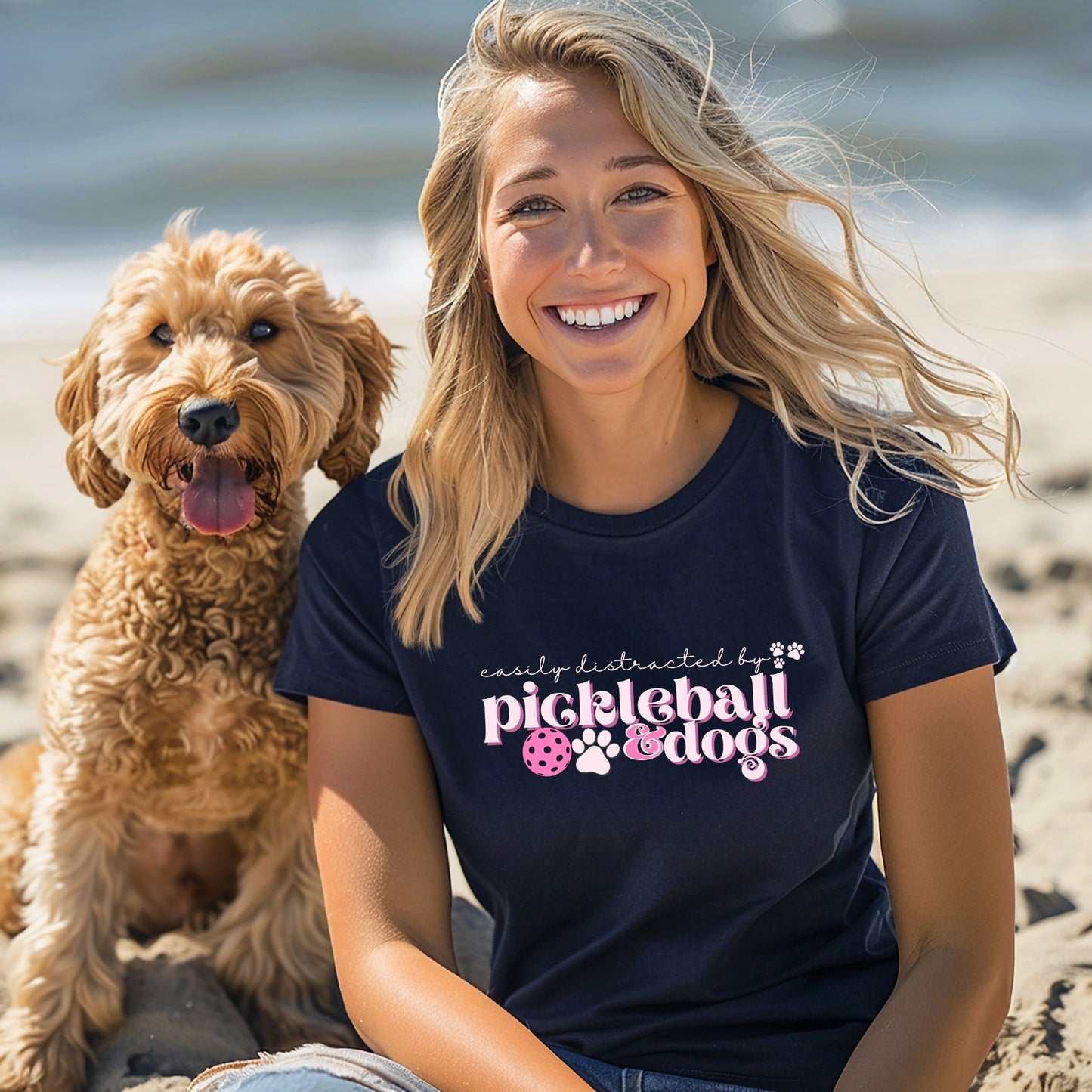 Easily Distracted by Pickleball and Dogs T-shirt