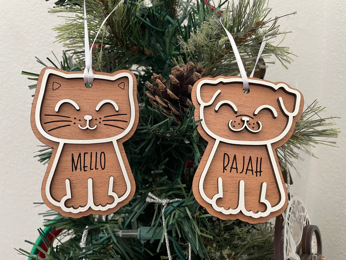 Gingerbread dog and cat ornaments