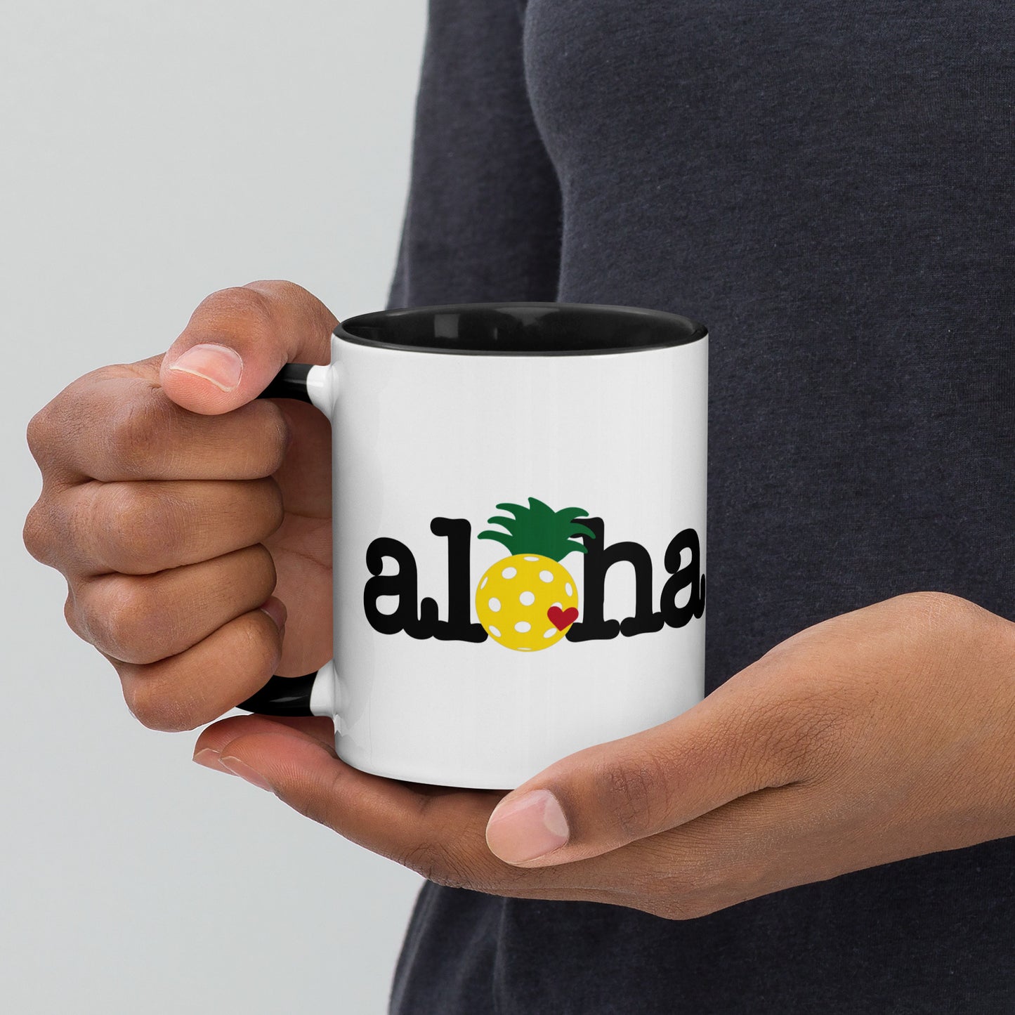 Aloha Pineapple Pickleball Mug White with Color Inside