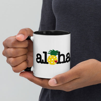 Aloha Pineapple Pickleball Mug White with Color Inside