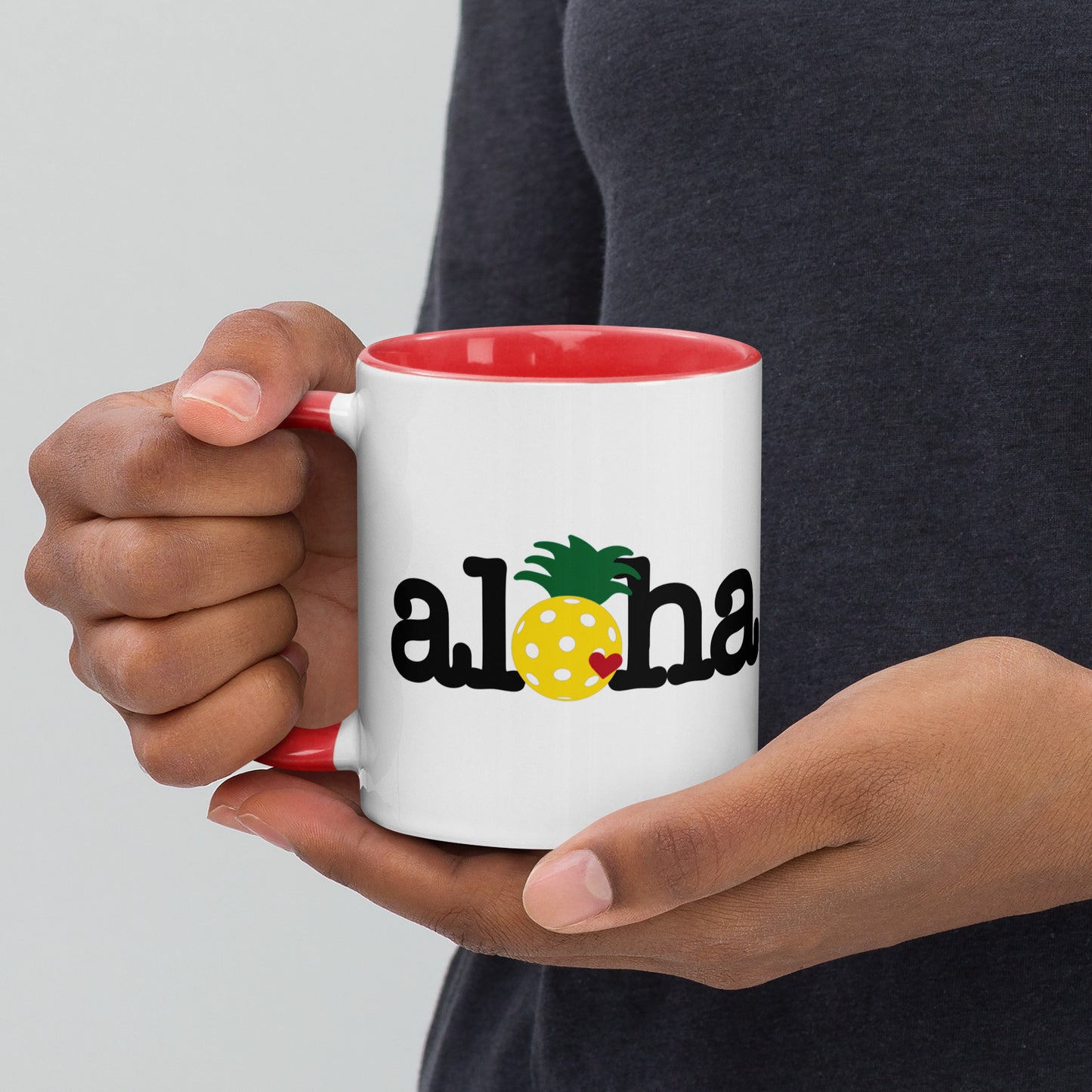 Aloha Pineapple Pickleball Mug White with Color Inside