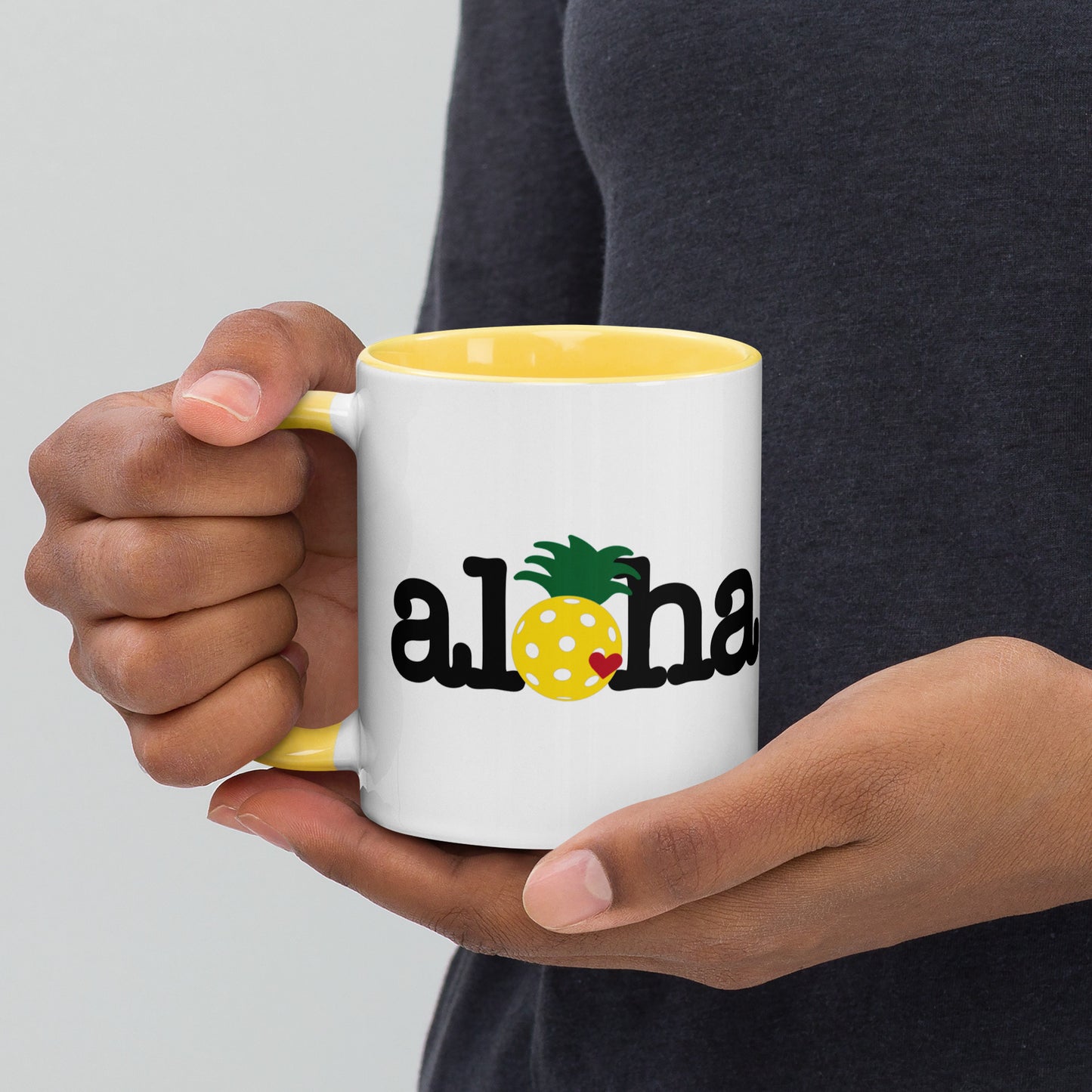 Aloha Pineapple Pickleball Mug White with Color Inside