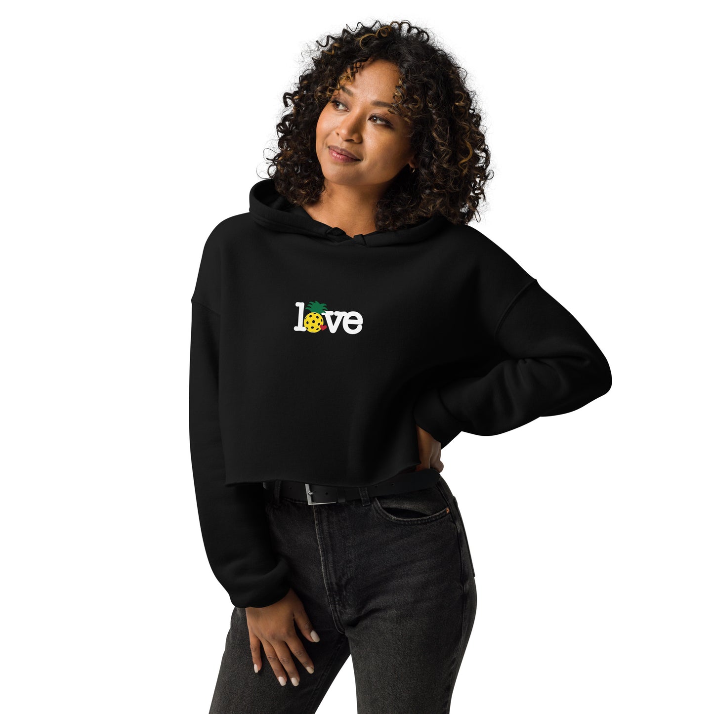 Love Pickleball Pineapple Crop Hoodie