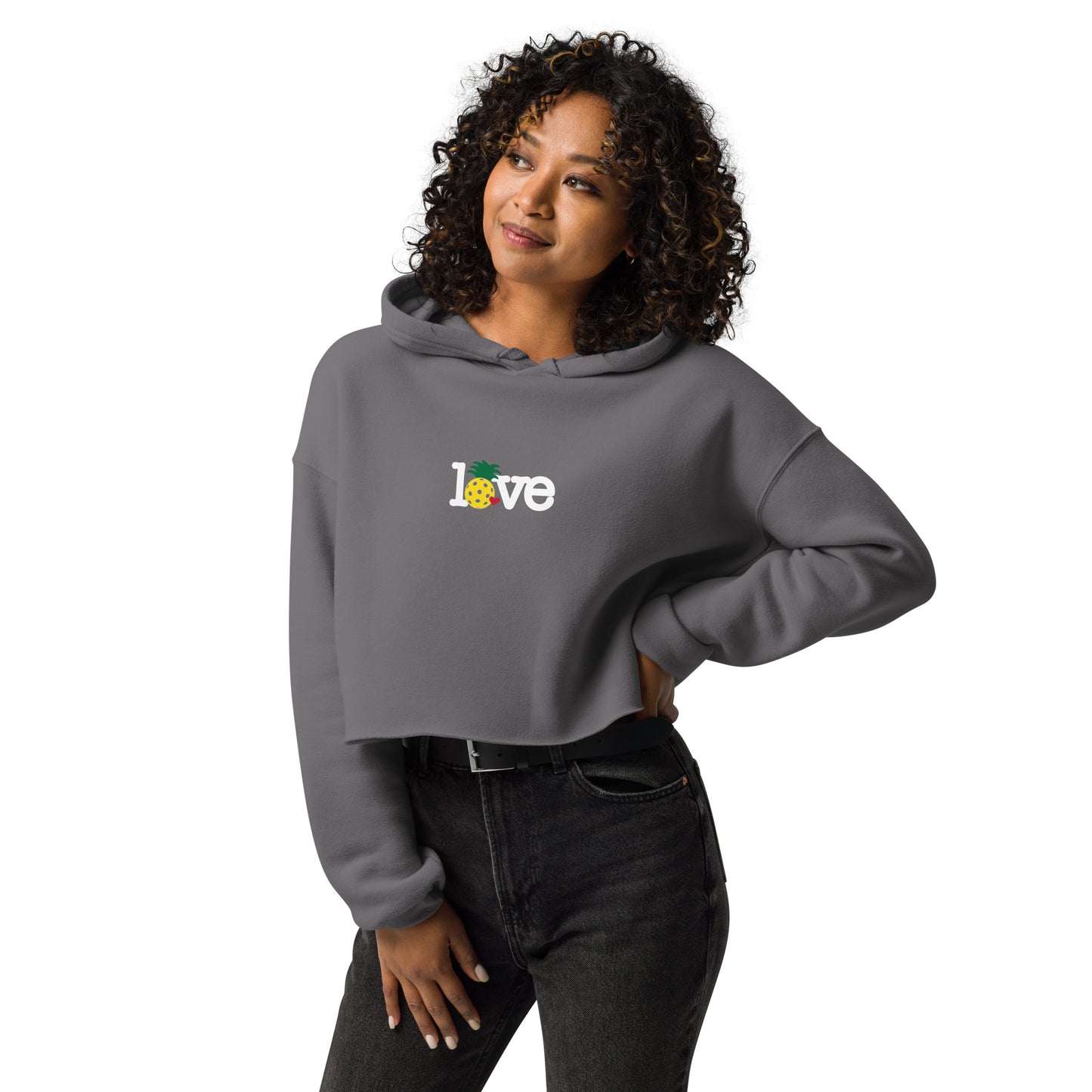 Love Pickleball Pineapple Crop Hoodie