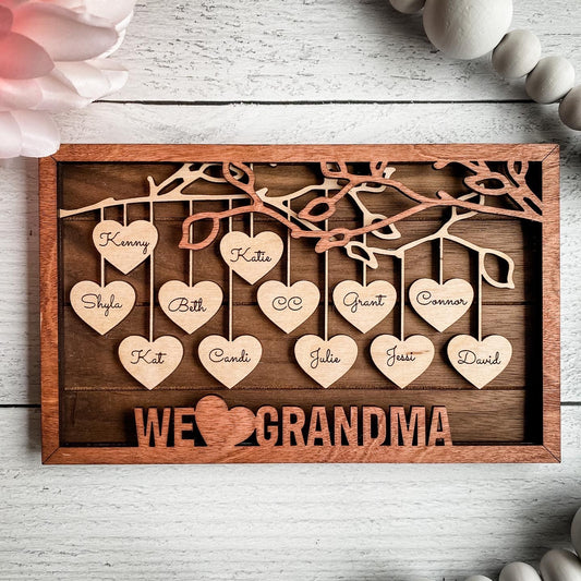 Hanging Hearts Family sign