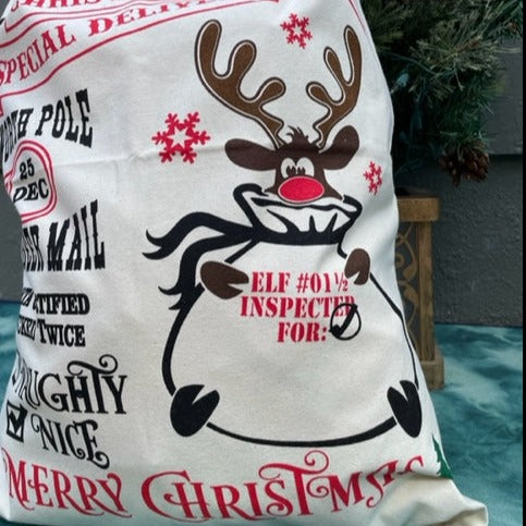 Christmas Santa Sack and Reindeer Tag/Ornament