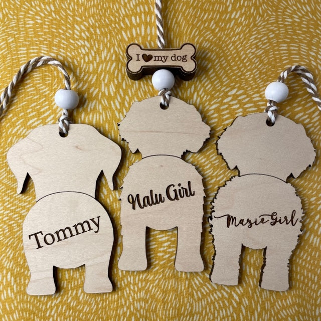 Personalized Doggy Butt Christmas Ornaments