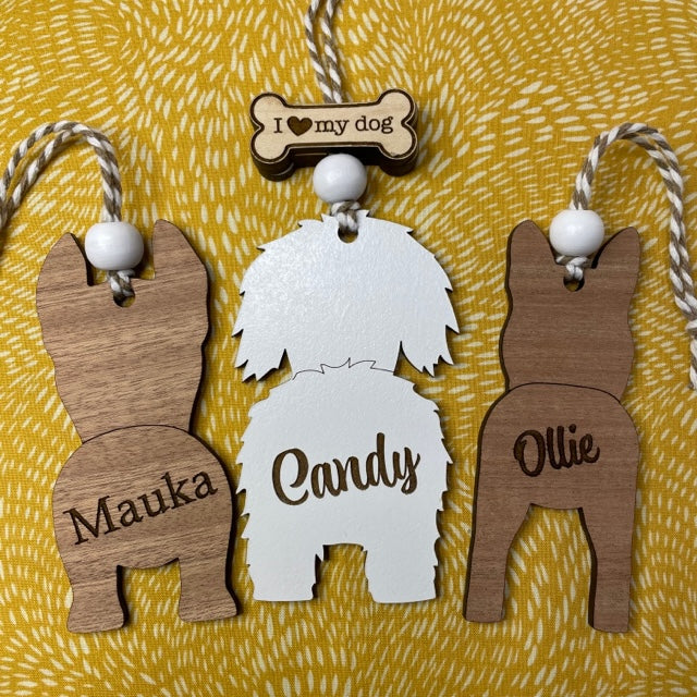 Personalized Doggy Butt Christmas Ornaments